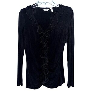 Ravel black ruffle long sleeve blouse‎ NWT small